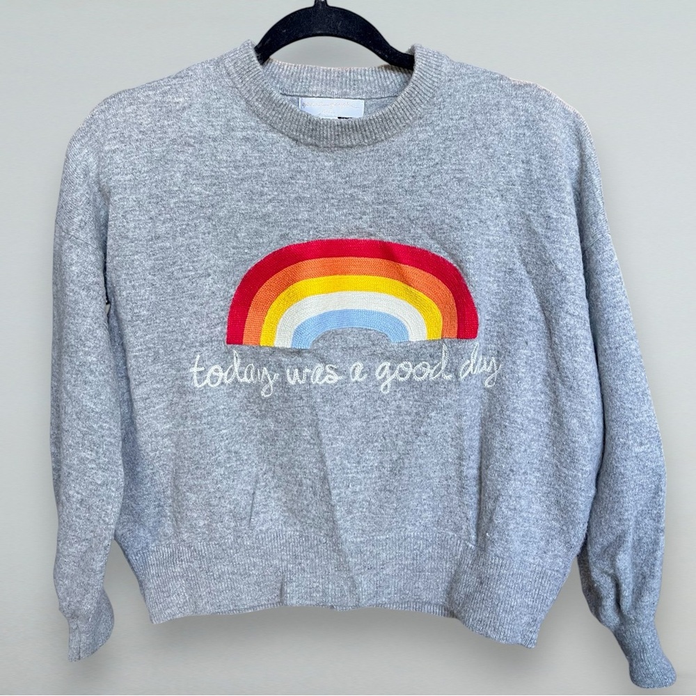 Spiritual Gangster Gray Rainbow “Today Was a Good Day” Sweater | XS